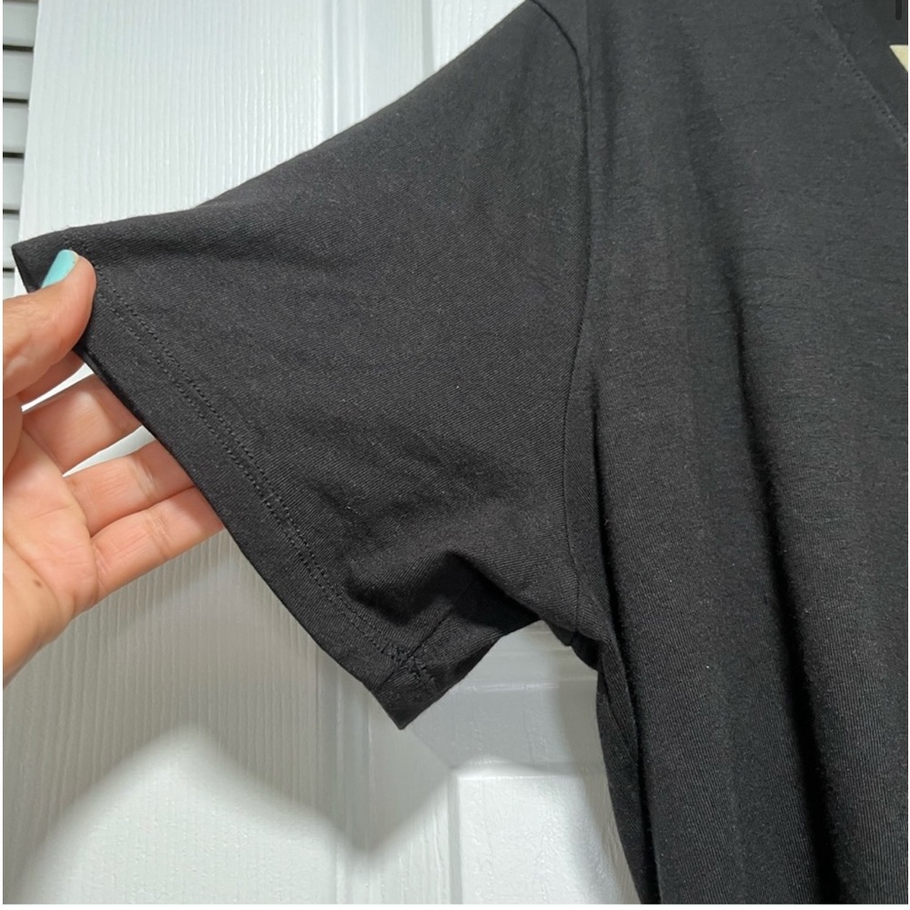 Terra & Sky Woman’s Activewear Comfy Black Short Sleeve Split Neck Top 14 - Picture 4 of 6